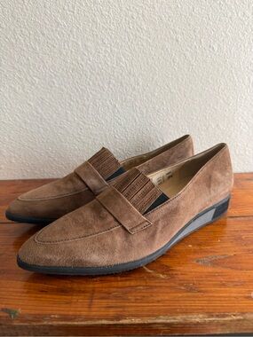 Women's Brown Suede Penny Loafers - Slip-On Flats